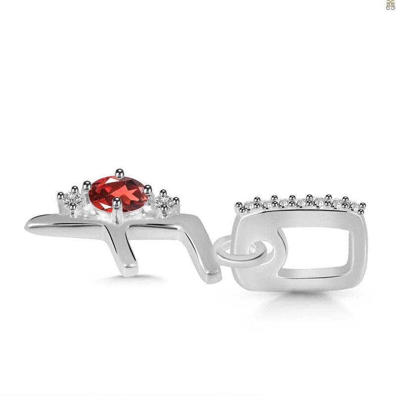 Garnet & White Topaz Alphabet F Pendant