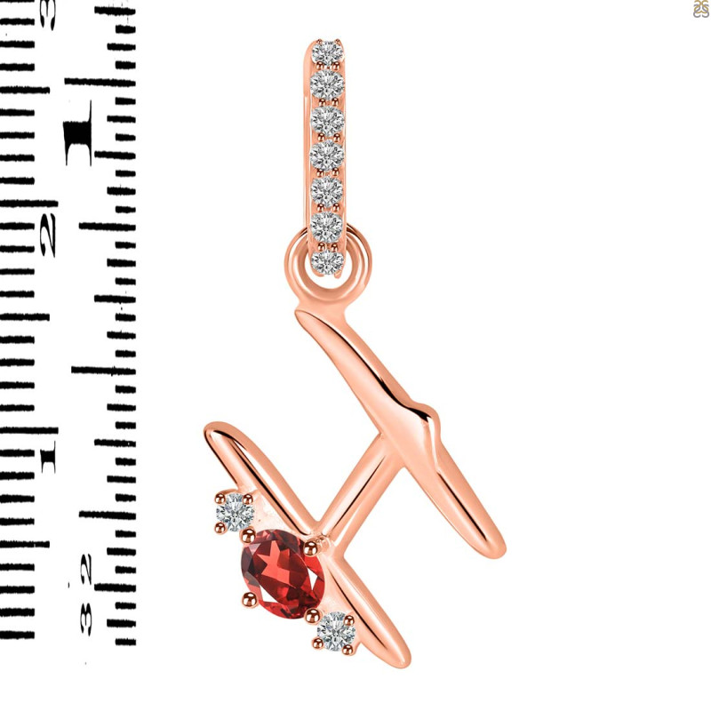 Garnet & White Topaz Alphabet H Pendant GAR-RDA-34.