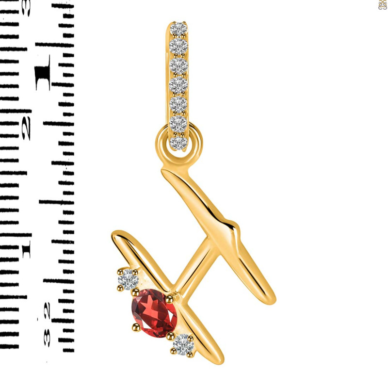 Garnet & White Topaz Alphabet H Pendant GAR-RDA-34.