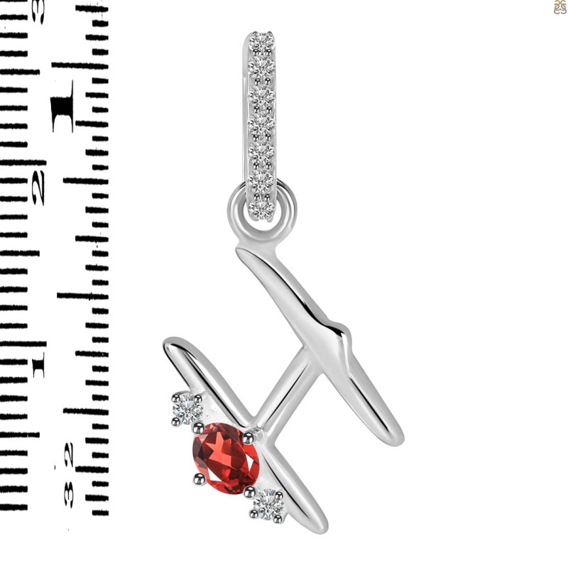 Garnet & White Topaz Alphabet H Pendant GAR-RDA-34.