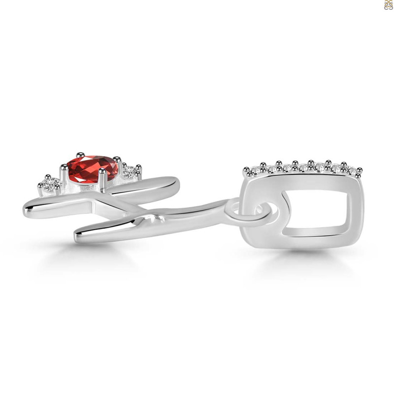 Garnet & White Topaz Alphabet H Pendant