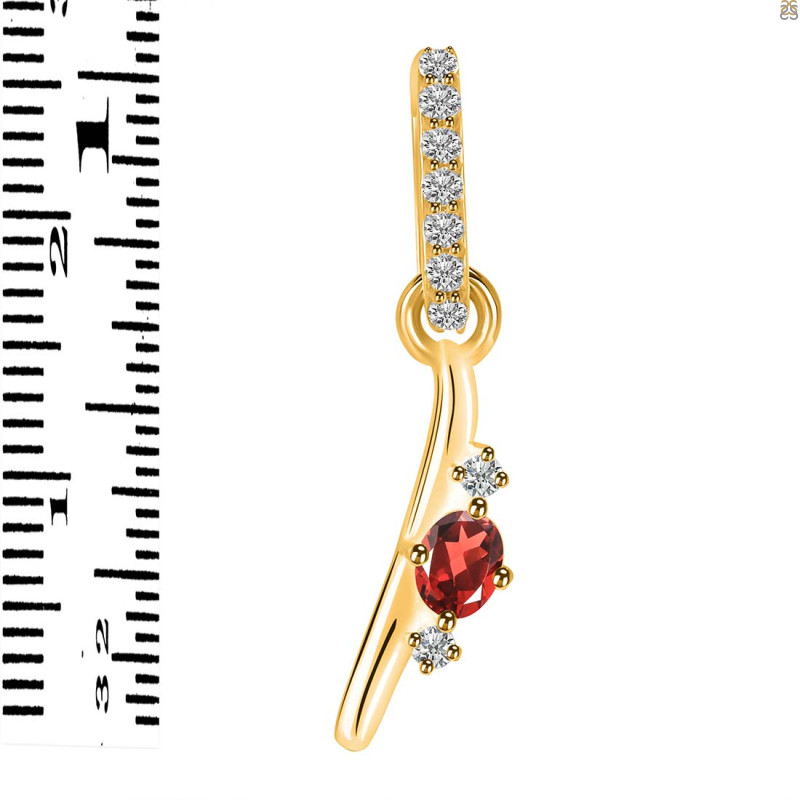 Garnet & White Topaz Alphabet I Pendant GAR-RDA-35.