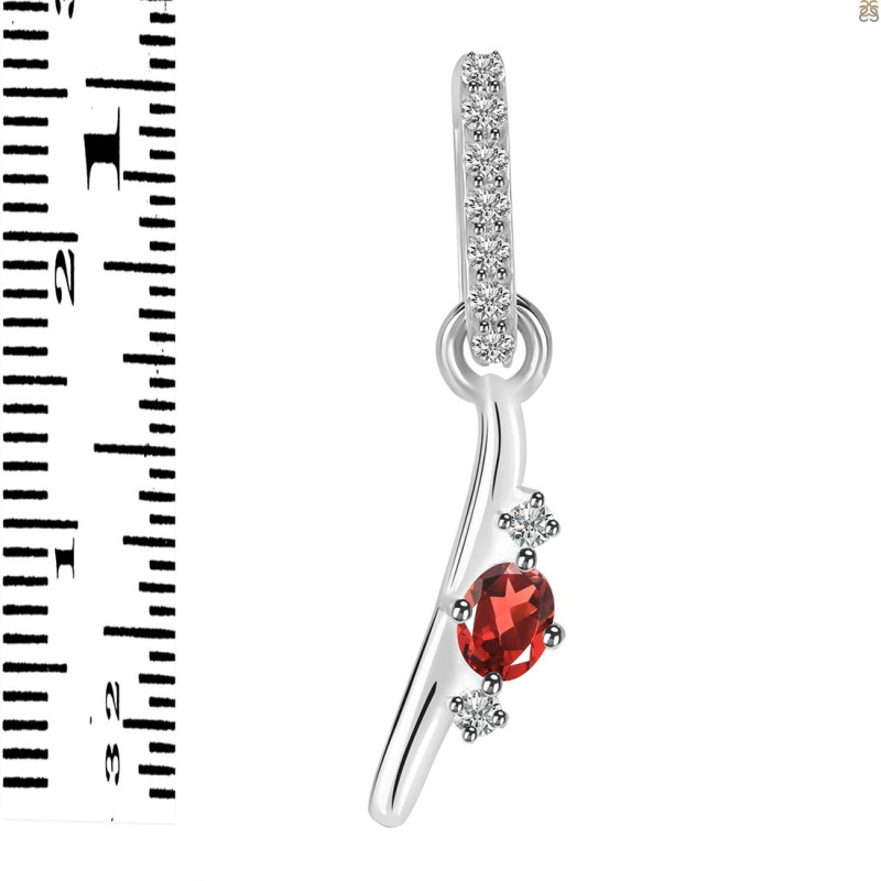 Garnet & White Topaz Alphabet I Pendant GAR-RDA-35.