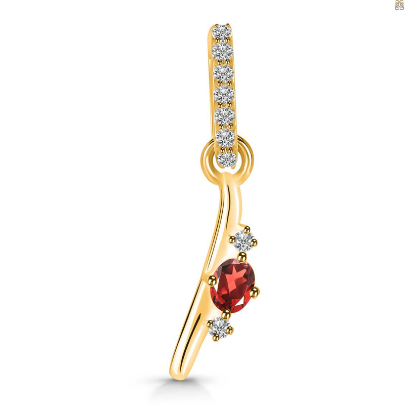 Garnet & White Topaz Alphabet I Pendant GAR-RDA-35.