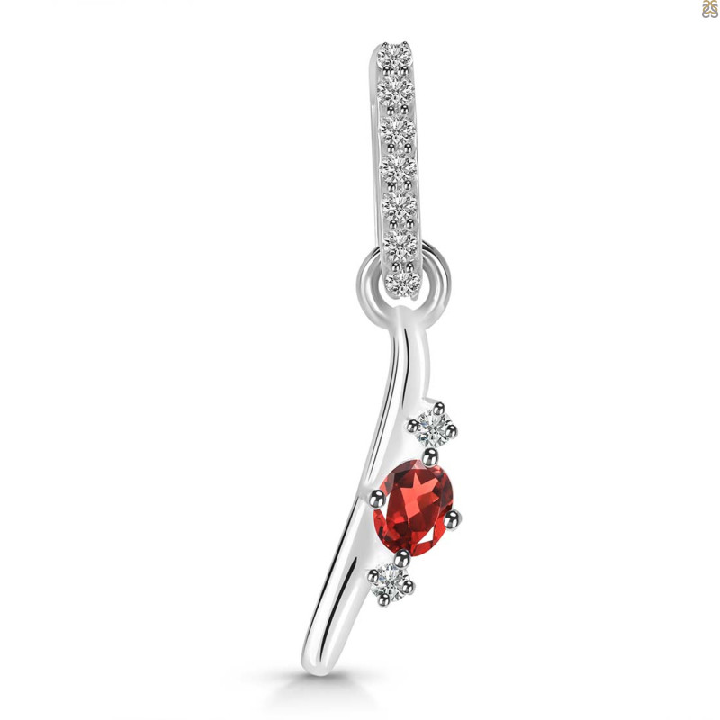 Garnet & White Topaz Alphabet I Pendant GAR-RDA-35.
