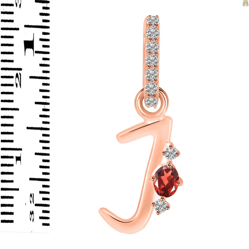 Garnet & White Topaz Alphabet J Pendant GAR-RDA-36.