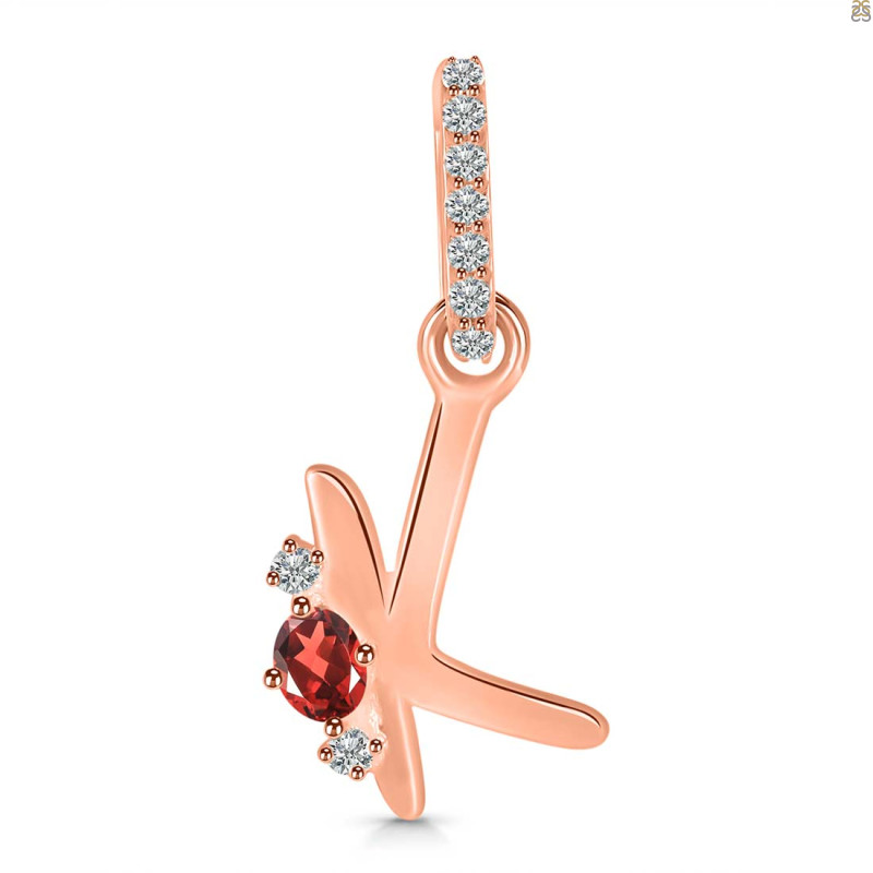 Garnet & White Topaz Alphabet K Pendant GAR-RDA-37.