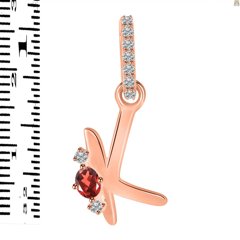 Garnet & White Topaz Alphabet K Pendant GAR-RDA-37.