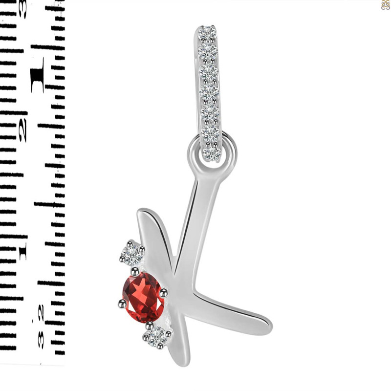 Garnet & White Topaz Alphabet K Pendant GAR-RDA-37.
