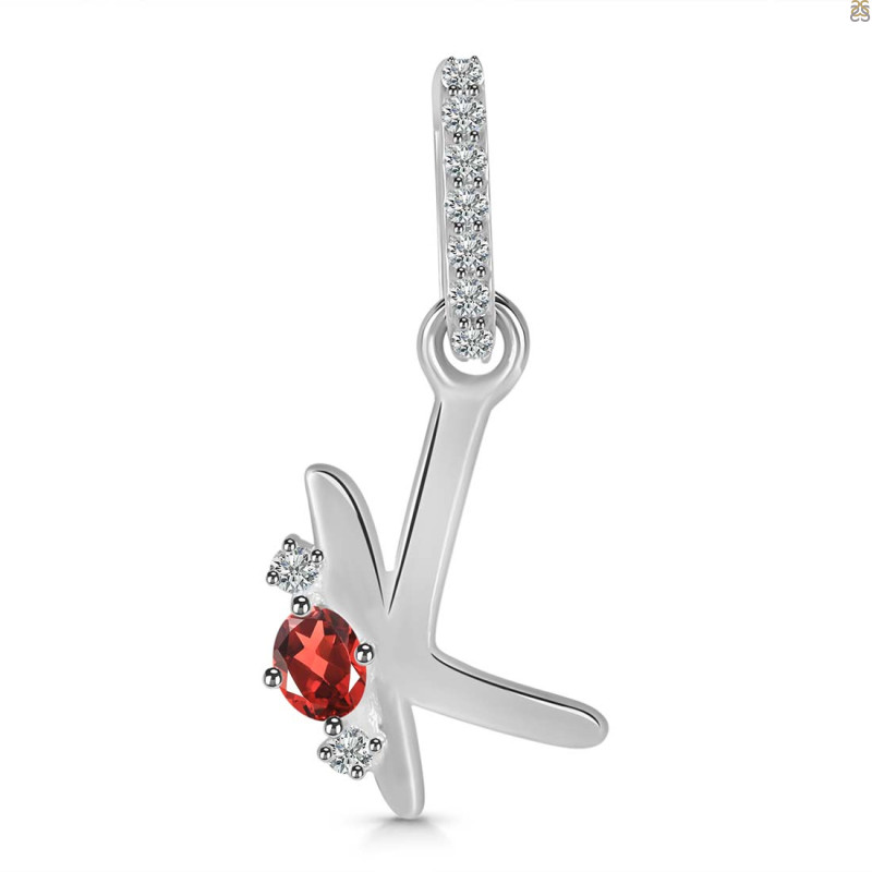 Garnet & White Topaz Alphabet K Pendant GAR-RDA-37.