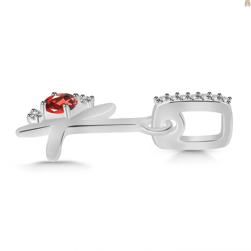 Garnet & White Topaz Alphabet K Pendant