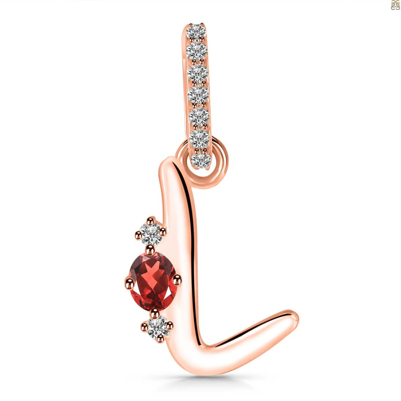 Garnet & White Topaz Alphabet L Pendant GAR-RDA-38.