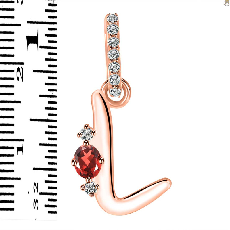 Garnet & White Topaz Alphabet L Pendant GAR-RDA-38.