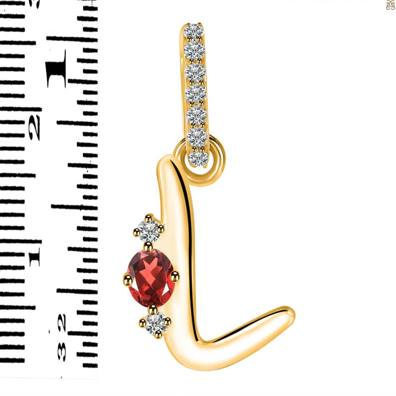 Garnet & White Topaz Alphabet L Pendant GAR-RDA-38.