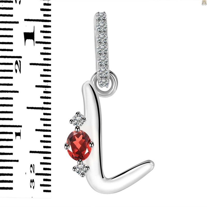 Garnet & White Topaz Alphabet L Pendant GAR-RDA-38.