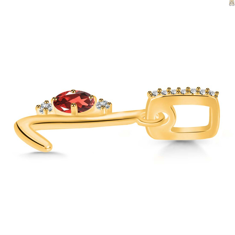 Garnet & White Topaz Alphabet L Pendant GAR-RDA-38.