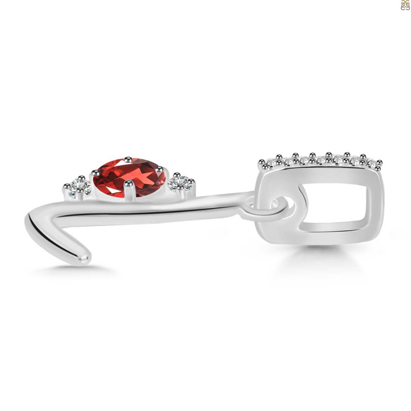 Garnet & White Topaz Alphabet L Pendant