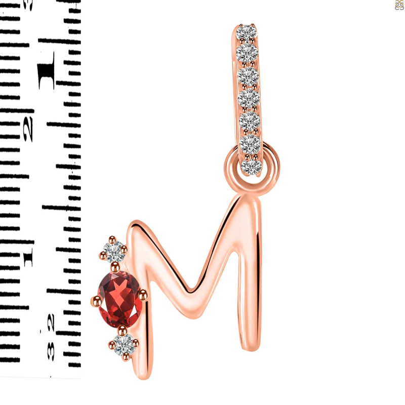 Garnet & White Topaz Alphabet M Pendant GAR-RDA-39.
