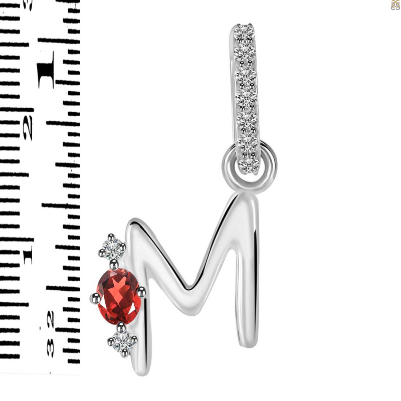 Garnet & White Topaz Alphabet M Pendant GAR-RDA-39.