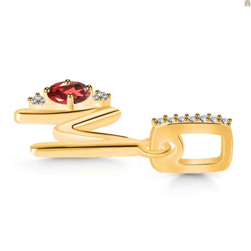 Garnet & White Topaz Alphabet M Pendant GAR-RDA-39.