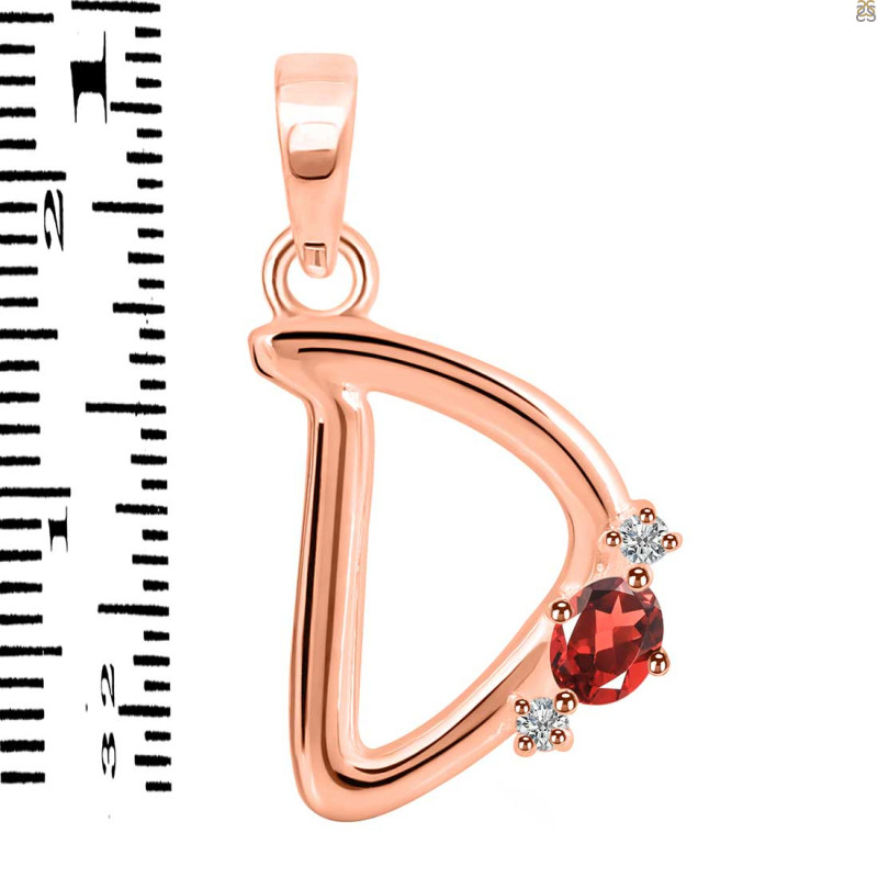 Garnet & White Topaz Alphabet D Pendant GAR-RDA-4.