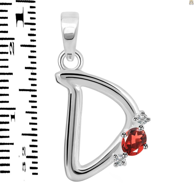 Garnet & White Topaz Alphabet D Pendant GAR-RDA-4.