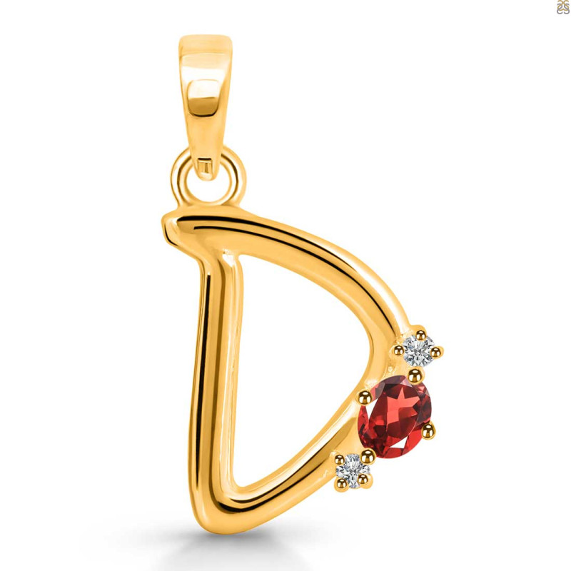 Garnet & White Topaz Alphabet D Pendant GAR-RDA-4.