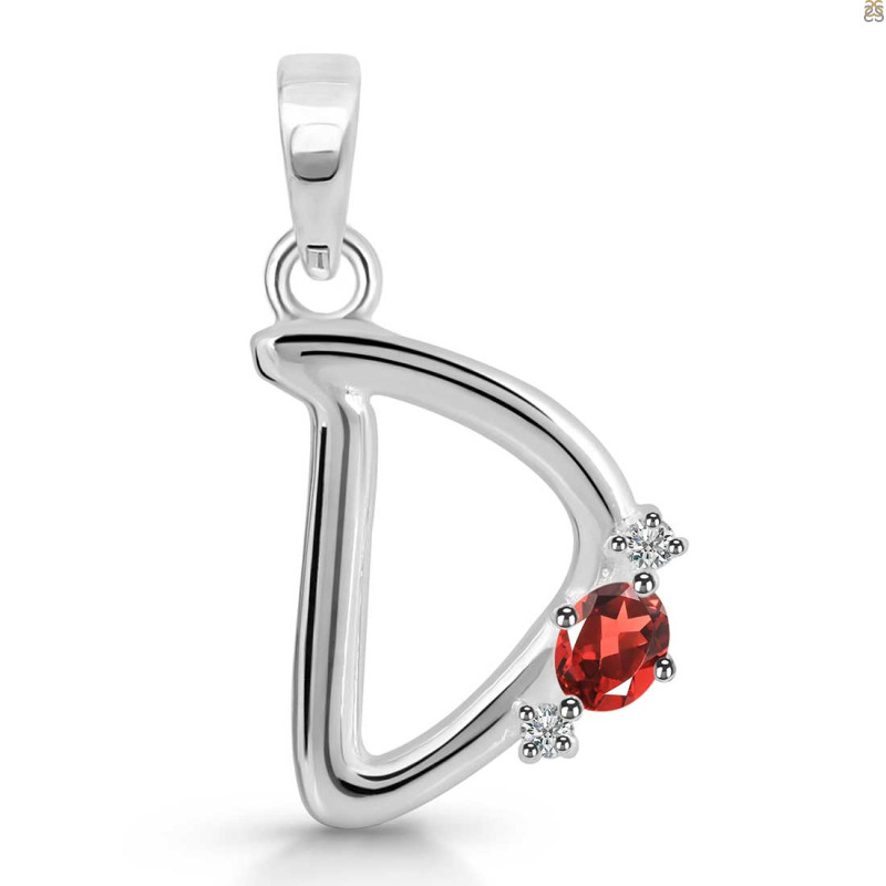 Garnet & White Topaz Alphabet D Pendant GAR-RDA-4.