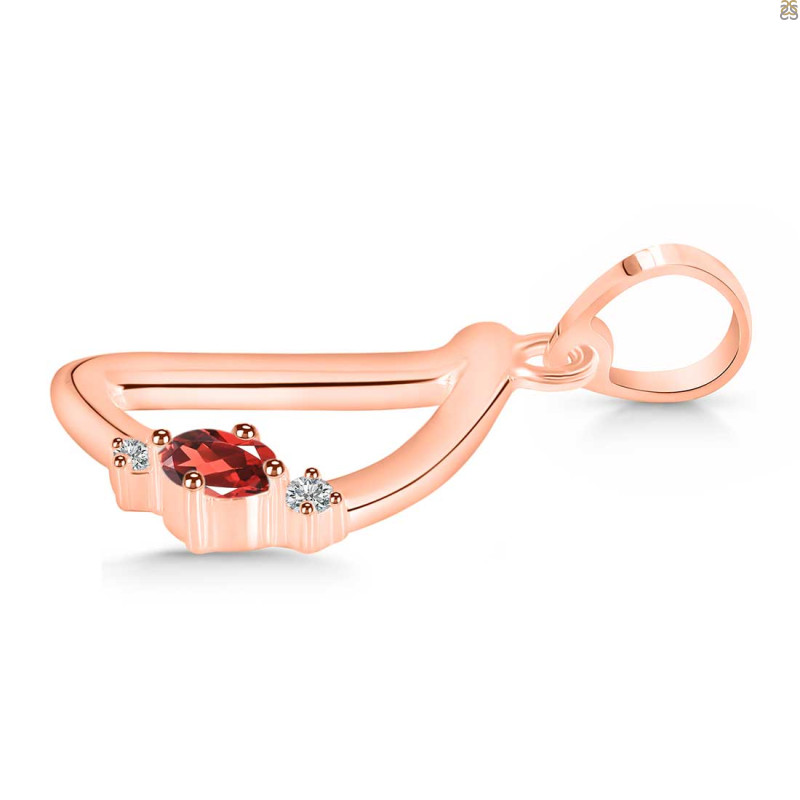 Garnet & White Topaz Alphabet D Pendant GAR-RDA-4.