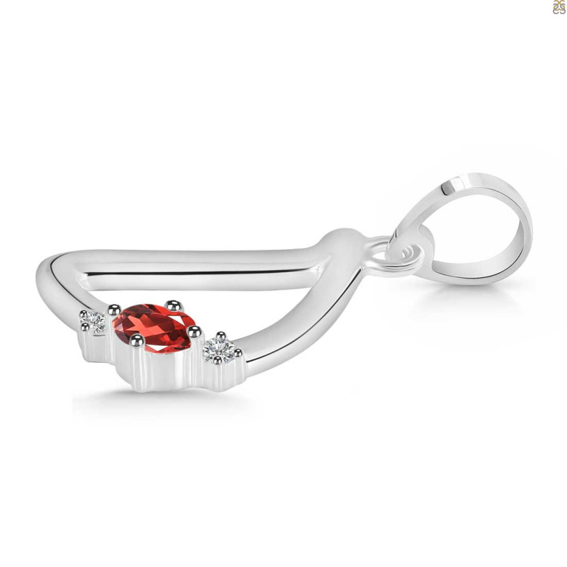 Garnet & White Topaz Alphabet D Pendant