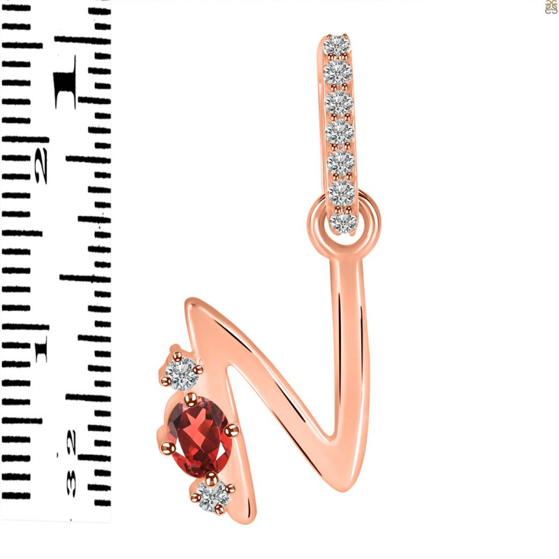 Garnet & White Topaz Alphabet N Pendant GAR-RDA-40.