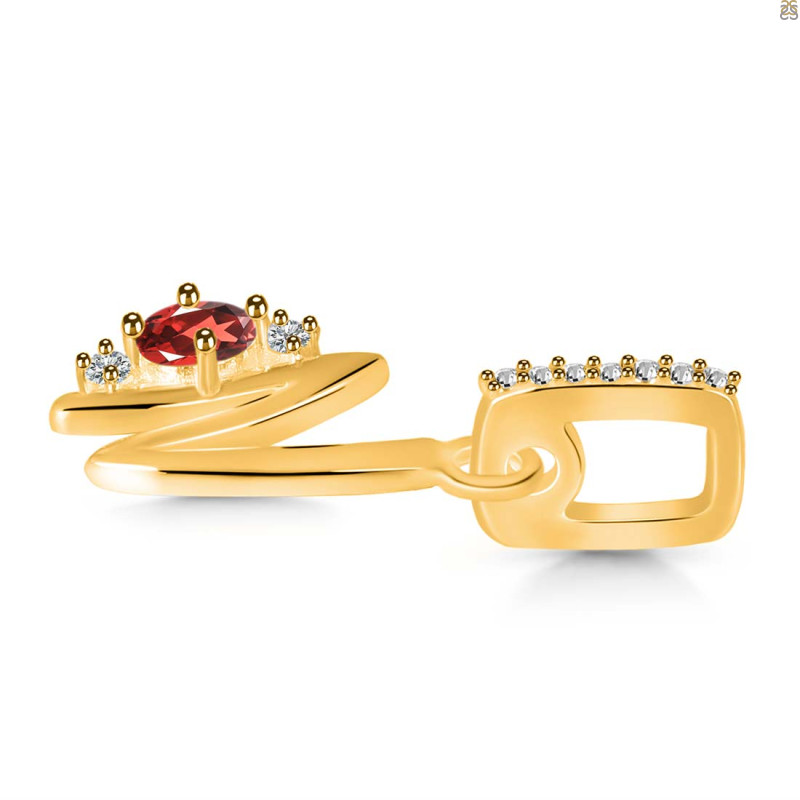 Garnet & White Topaz Alphabet N Pendant GAR-RDA-40.