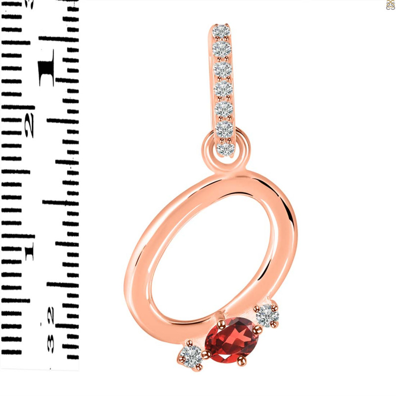 Garnet & White Topaz Alphabet O Pendant GAR-RDA-41.