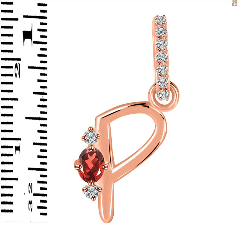 Garnet & White Topaz Alphabet P Pendant GAR-RDA-42.