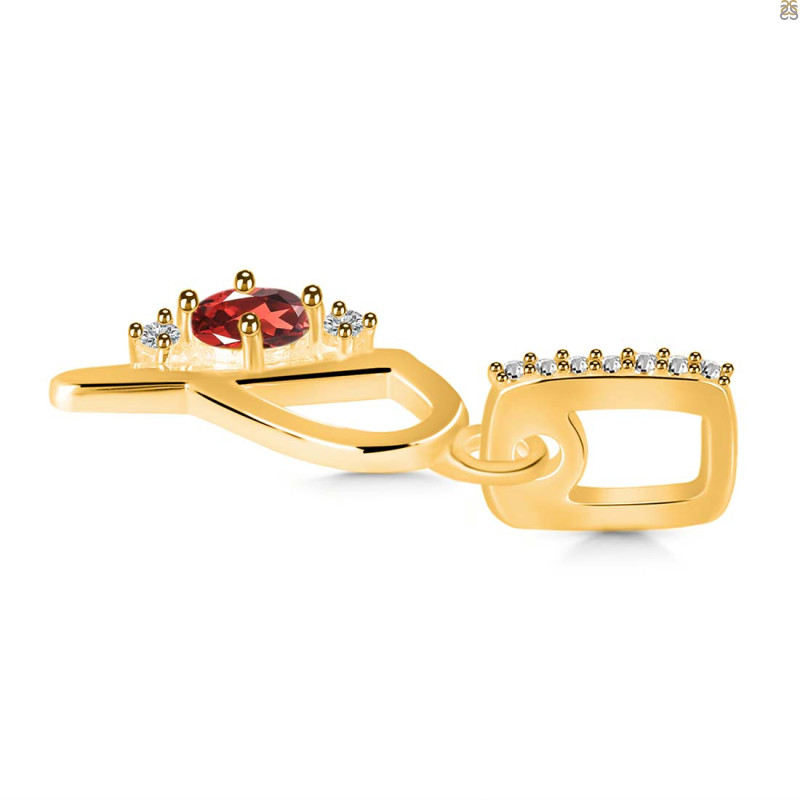 Garnet & White Topaz Alphabet P Pendant GAR-RDA-42.