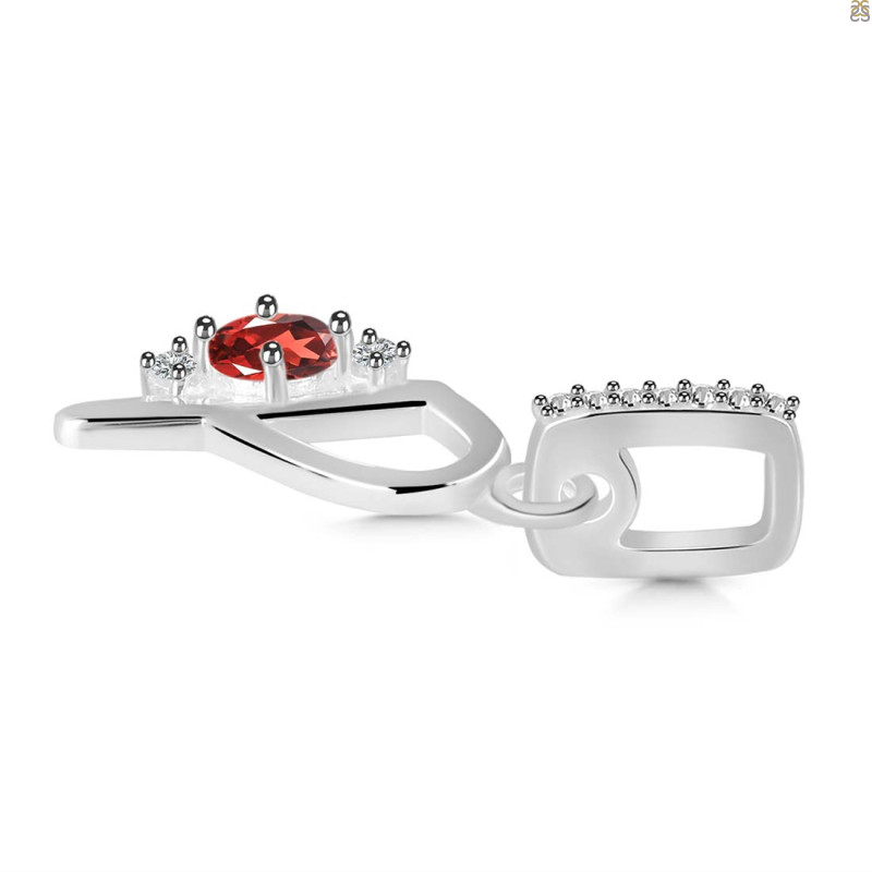 Garnet & White Topaz Alphabet P Pendant
