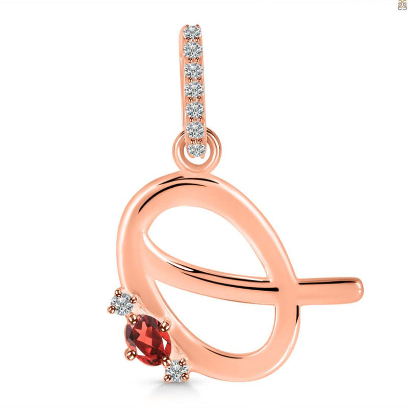 Garnet & White Topaz Alphabet Q Pendant GAR-RDA-43.