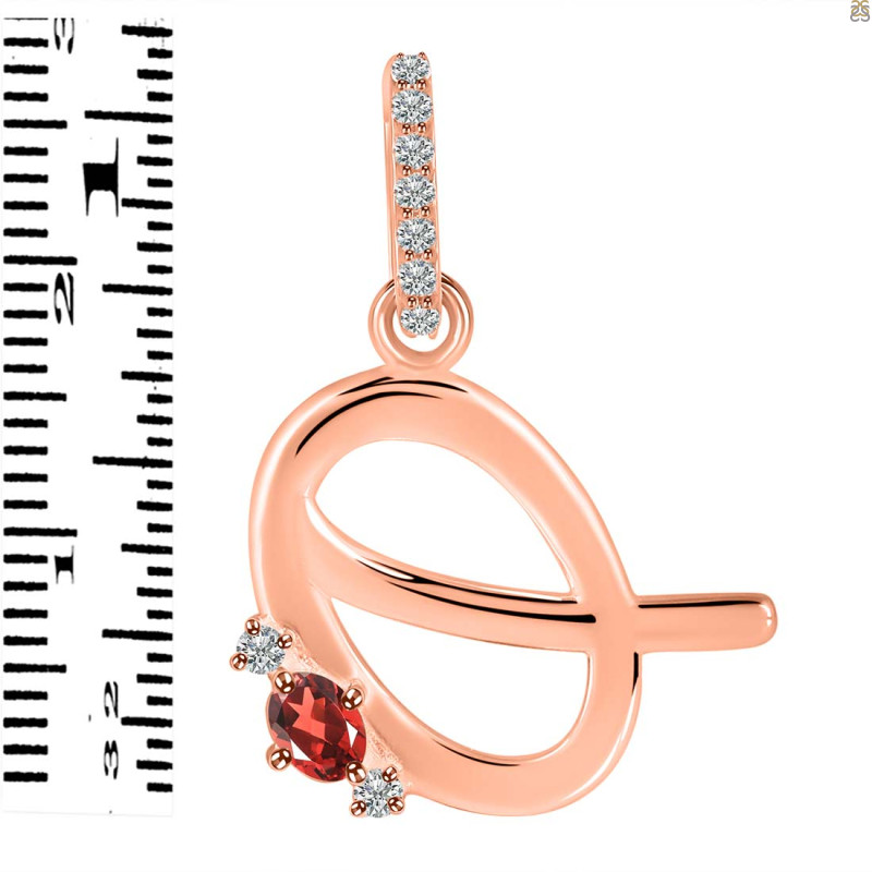 Garnet & White Topaz Alphabet Q Pendant GAR-RDA-43.