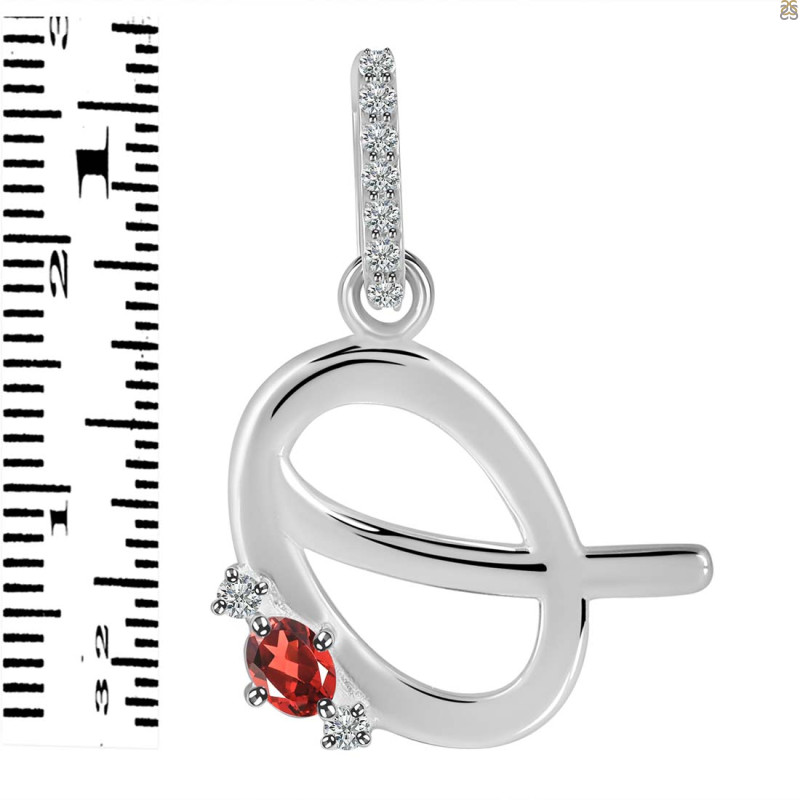 Garnet & White Topaz Alphabet Q Pendant GAR-RDA-43.
