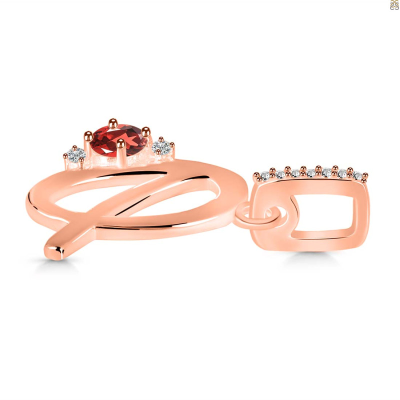 Garnet & White Topaz Alphabet Q Pendant GAR-RDA-43.