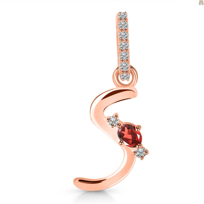Garnet & White Topaz Alphabet S Pendant GAR-RDA-45.