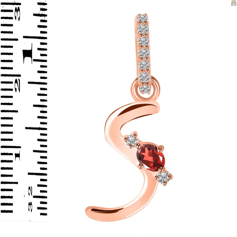 Garnet & White Topaz Alphabet S Pendant GAR-RDA-45.