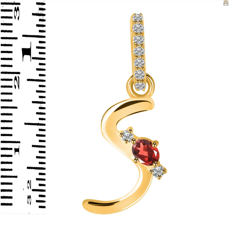Garnet & White Topaz Alphabet S Pendant GAR-RDA-45.
