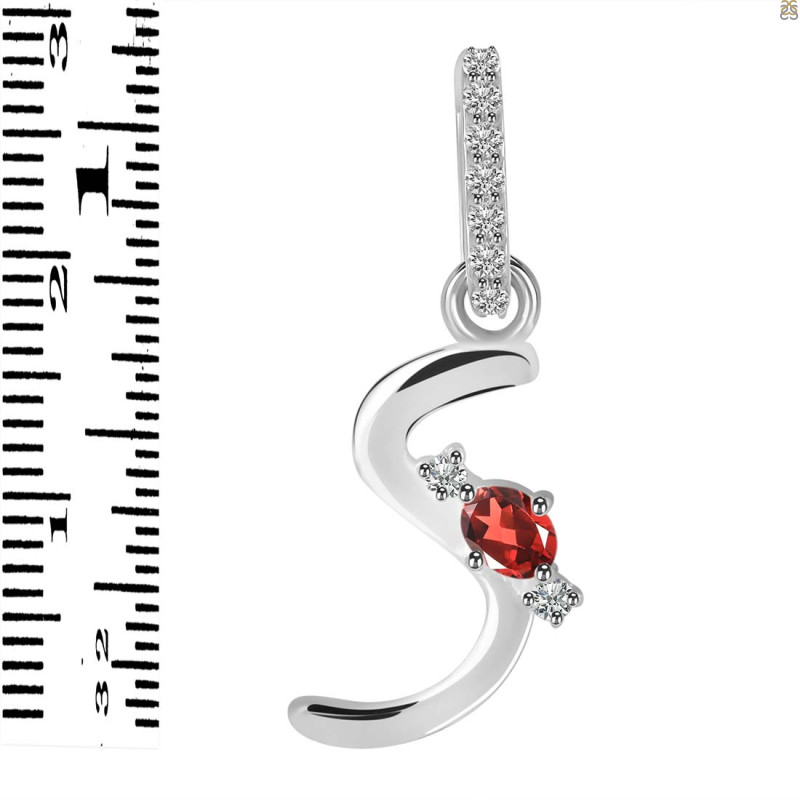 Garnet & White Topaz Alphabet S Pendant GAR-RDA-45.
