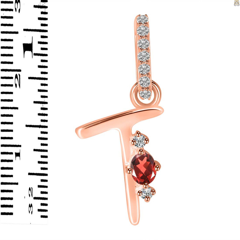 Garnet & White Topaz Alphabet T Pendant GAR-RDA-46.