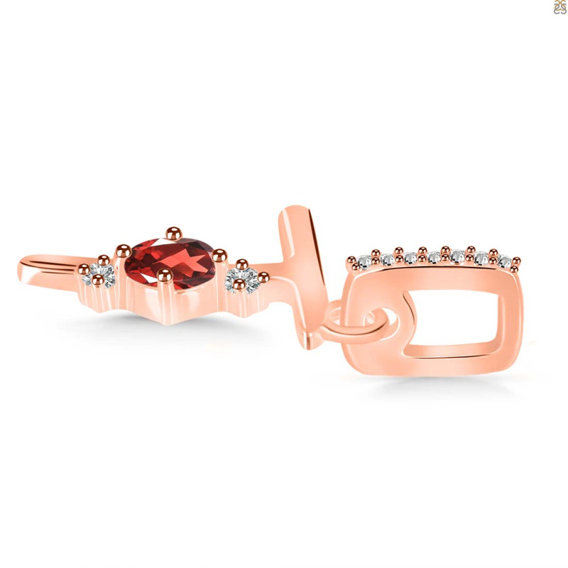 Garnet & White Topaz Alphabet T Pendant GAR-RDA-46.