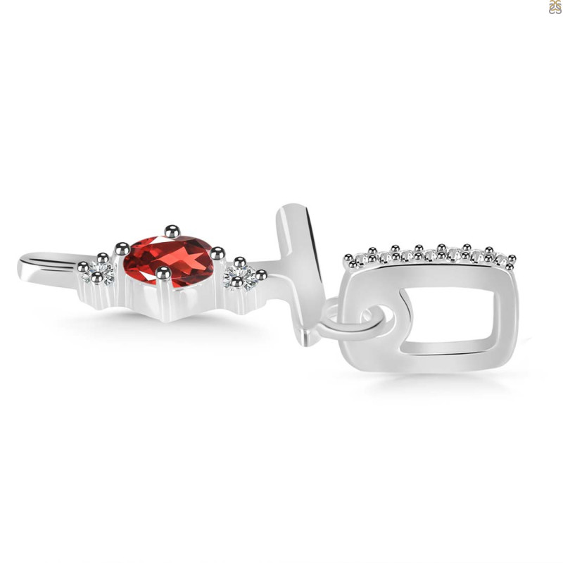 Garnet & White Topaz Alphabet T Pendant