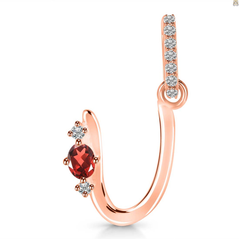 Garnet & White Topaz Alphabet U Pendant GAR-RDA-47.
