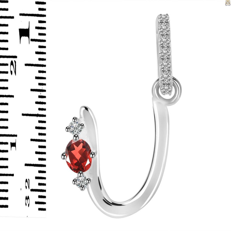 Garnet & White Topaz Alphabet U Pendant GAR-RDA-47.