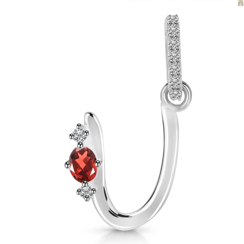Garnet & White Topaz Alphabet U Pendant GAR-RDA-47.